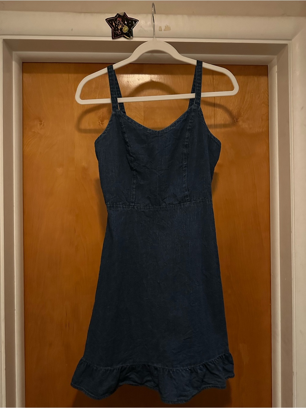 Old Navy Dark Blue Denim Mini Sundress with Ruffle Hem
